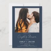 Invitation Photo de douche de la Marine Blue Couple Code QR (Dos)