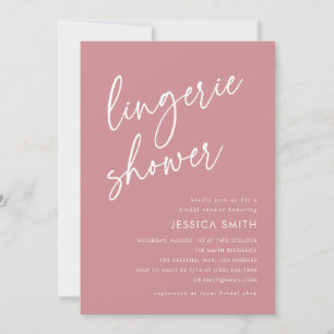 Invitation Photo de douche de lingerie minimaliste Rose Pouss