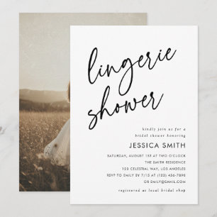Invitation Photo de douche de lingerie moderne minimaliste