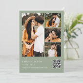 Invitation Photo de douche de Sage Green Couple Code QR (Debout devant)