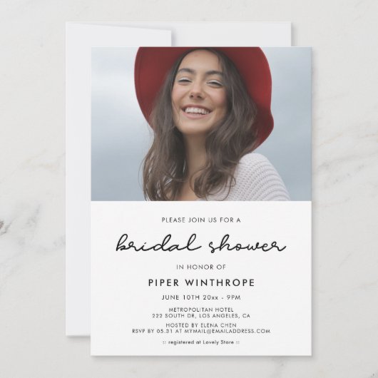Invitation Photo de douche nuptiale simple (Devant)