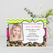 Invitation photo de Empreinte de léopard vert rose (Debout devant)