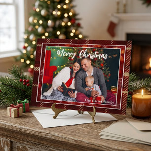 Invitation Photo de famille élégant de Noël