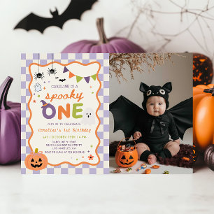 Invitation Photo de fantôme d'anniversaire d'Halloween coloré