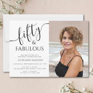 Invitation Photo de fête d'anniversaire 50 ans et fabuleux