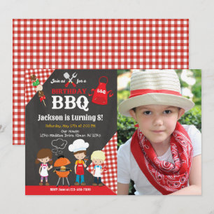 Invitation Photo de fête d'anniversaire avec barbecue dans le