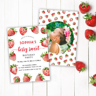 Invitation Photo de fête d'anniversaire Berry Sweet