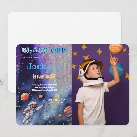 Invitation Photo de fête d'anniversaire dans l'espace éditabl (Devant / Derrière)
