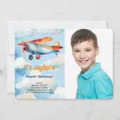 Invitation Photo de fête d'anniversaire d'avion modifiable (Devant)
