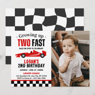 Invitation Photo de fête d'anniversaire de 2 ans pour garçon