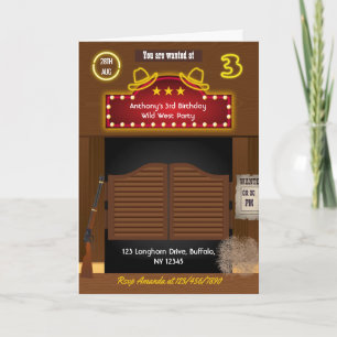 Invitation Photo de fête d'anniversaire de 3 ans de Cowboy du