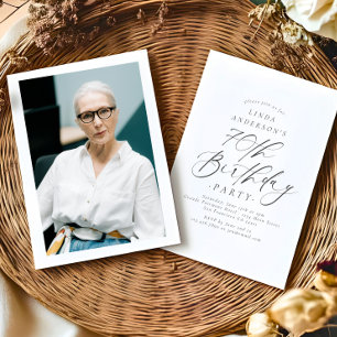Invitation Photo de fête d'anniversaire de 70 ans en écriture