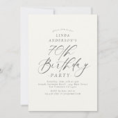 Invitation Photo de fête d'anniversaire de 70 ans en écriture (Devant)