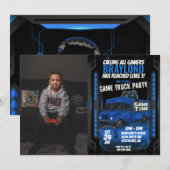 Invitation photo de fête d'anniversaire de camion (Devant / Derrière)