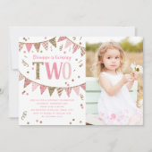 Invitation Photo de fête d'anniversaire de deux ans avec pail (Devant)