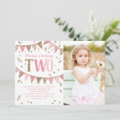 Invitation Photo de fête d'anniversaire de deux ans avec pail (Debout devant)