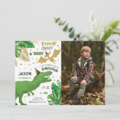 Invitation Photo de fête d'anniversaire de Dinosaur (Debout devant)