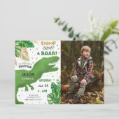 Invitation Photo de fête d'anniversaire de Dinosaur modifiabl (Debout devant)