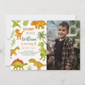 Invitation Photo de fête d'anniversaire de Dinosaur modifiabl (Devant)
