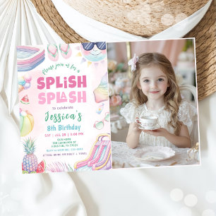 Invitation Photo de fête d'anniversaire de fille avec tobogga