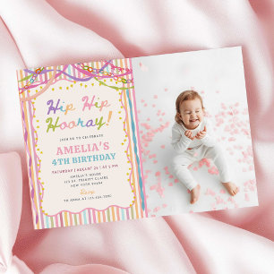 Invitation Photo de fête d'anniversaire de fille fantaisiste