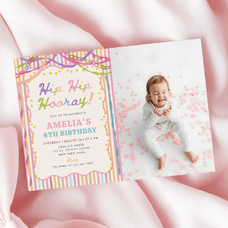 Invitation Photo de fête d'anniversaire de fille fantaisiste
