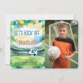 Invitation Photo de fête d'anniversaire de football (Devant)