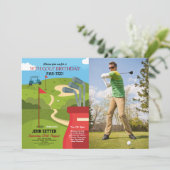 Invitation Photo de fête d'anniversaire de golf Tout âge (Debout devant)