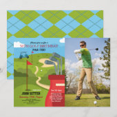 Invitation Photo de fête d'anniversaire de golf Tout âge (Devant / Derrière)
