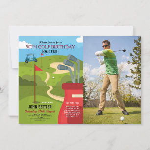 Invitation Photo de fête d'anniversaire de golf Tout âge
