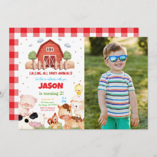 Invitation Photo de fête d'anniversaire de la ferme verte mod