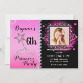 Invitation Photo de fête d'anniversaire de la princesse rose (Devant)