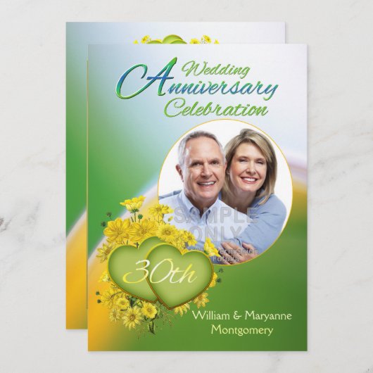 Invitation Photo de fête d'anniversaire de mariage de 3 ans S (Devant / Derrière)