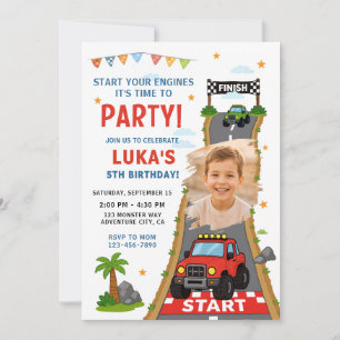 Invitation Photo de fête d'anniversaire de Monster Truck
