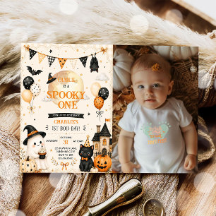 Invitation Photo de fête d'anniversaire de premier Spooky One