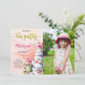 Invitation Photo de fête d'anniversaire de thé modifiable (Debout devant)