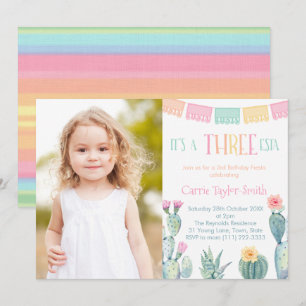 Invitation Photo de fête d'anniversaire de THREE-esta Mexican