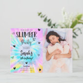 Invitation Photo de fête d'anniversaire de Tie Dye Girl Stwoo (Debout devant)