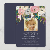 Invitation photo de fête d'anniversaire des filles (Devant / Derrière)