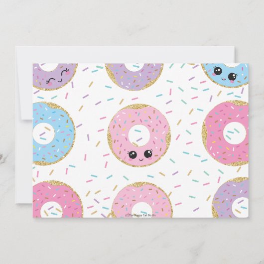 Invitation Photo de fête d'anniversaire des mignons beignets (Dos)