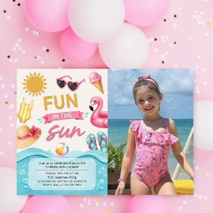 Invitation Photo de fête d'anniversaire d'été au soleil à la 