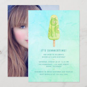 Invitation Photo de fête d'anniversaire d'été avec Popsicle à