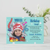 Invitation photo de fête d'anniversaire d'hiver (Debout devant)