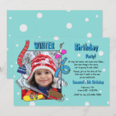 Invitation photo de fête d'anniversaire d'hiver (Devant / Derrière)