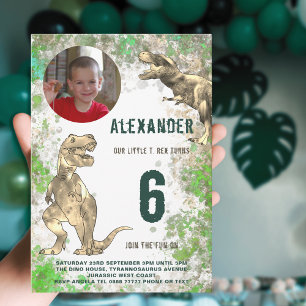 Invitation Photo de fête d'anniversaire Dinosaur T-Rex