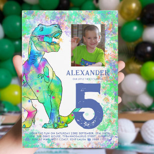 Invitation Photo de fête d'anniversaire Dinosaur T-Rex