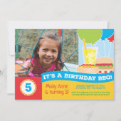 Invitation Photo de fête d'anniversaire du BBQ de Cute Kid (Devant)