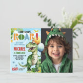 Invitation Photo de fête d'anniversaire du dinosaure triangul (Debout devant)
