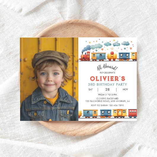 Invitation photo de fête d'anniversaire du train
