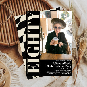 Invitation Photo de fête d'anniversaire élégante pour quatre-